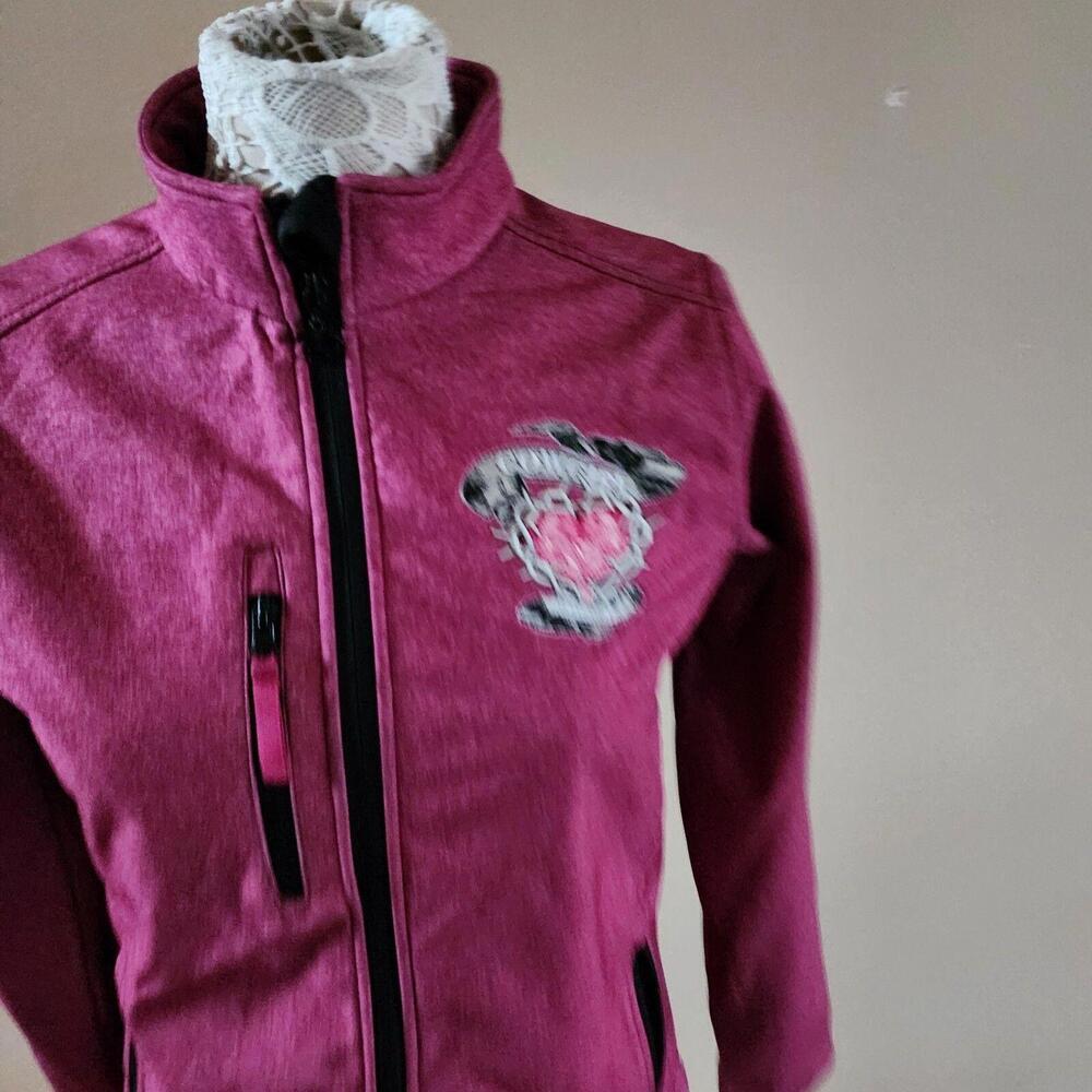 Cowgirl Hardware Pink Embroidered Softshell Fleece Lined Full Zip jacket M - Picture 2 of 9